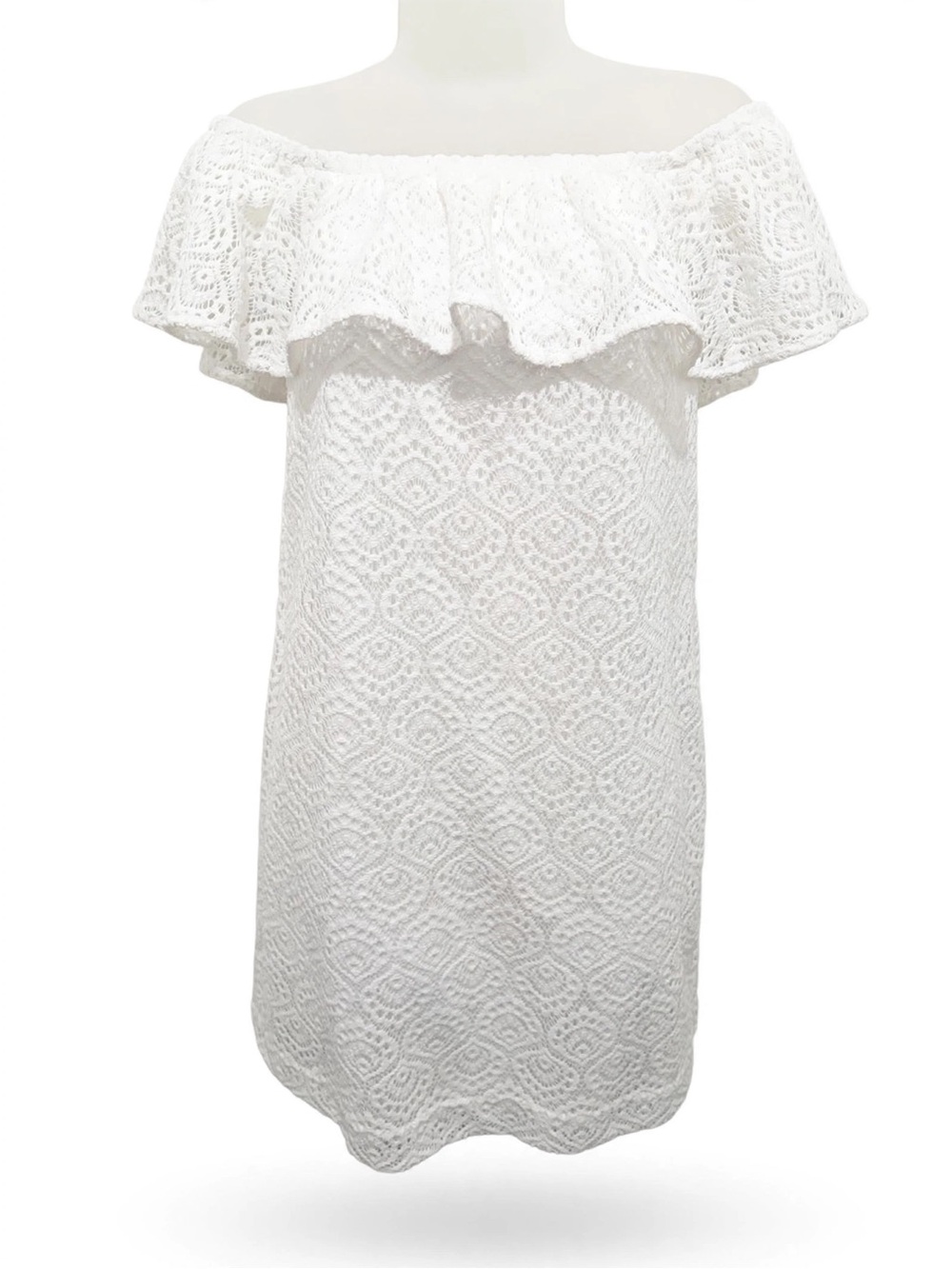 Lilly Pulitzer S Small White Lace Off The Shoulder Ruffle Dress - EUC